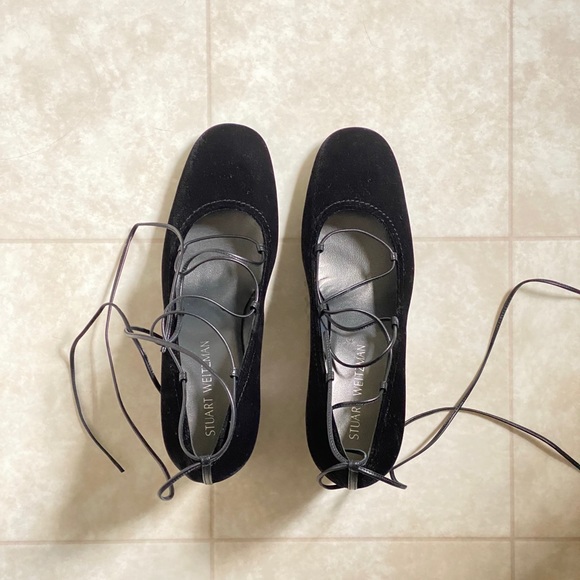 ❌SOLD❌ Stuart Weitzman Cordon Velvet Black Block Heels - Picture 2 of 6